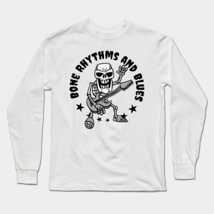 Bone Rhythms and Blues - Skeleton Blues Guitar Player Long Sleeve T-Shirt